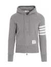 Thom Browne Mens Light Grey Striped Brand-patch Cotton-jersey Hoody In Gray