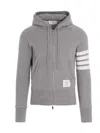 Thom Browne Mens Light Grey Striped Brand-patch Cotton-jersey Hoody In Gray