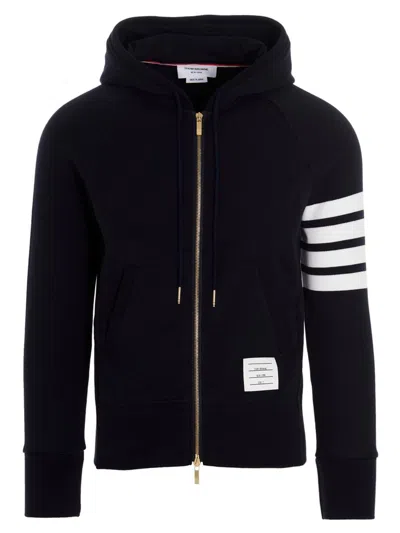 Thom Browne Classic Loopback Engineered 4-bar Full Zip Hoodie In Blue