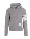 Thom Browne Mens Light Grey Striped Brand-patch Cotton-jersey Hoody In Gray