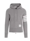 Thom Browne Mens Light Grey Striped Brand-patch Cotton-jersey Hoody In Gray