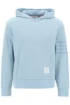 Thom Browne 4 Bar Double Face Knit Hoodie Light Blue In Blue