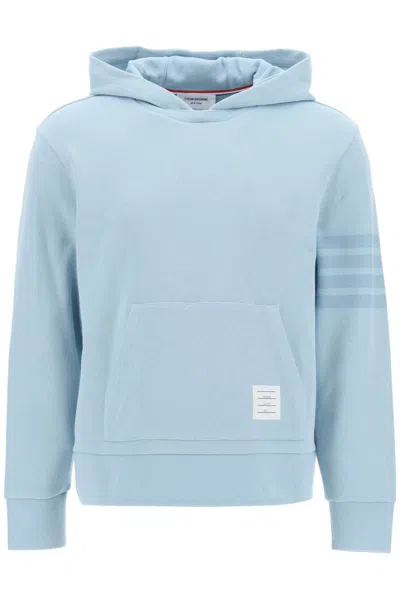 Thom Browne 4-bar Hoodie In Cotton Knit In Light Blue