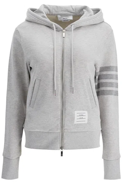 Thom Browne 4-bar Hoodie With Zipper And In Grigio