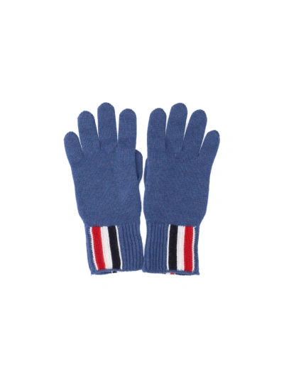 Thom Browne "4-bar" Intarsia Gloves In Blue