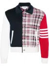 Shop Thom Browne 4-bar Jacquard Bomber Jacket In Blue