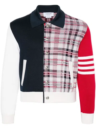 Thom Browne 4-bar Jacquard Bomber Jacket In Blue