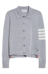 Thom Browne Women Jersey Polo With 4 Bar Stripe Detail In Light Grey