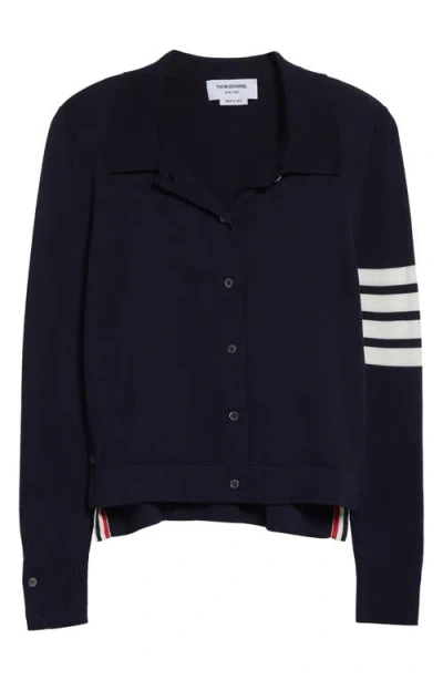 Thom Browne 4-bar Jersey Stitch Cardigan In Navy