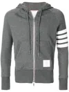 Thom Browne 4-bar Zip-up Hoodie In Classic Loopback In Light Grey