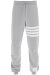 Thom Browne Striped Waffle-knit Cotton Sweatpants In Gray