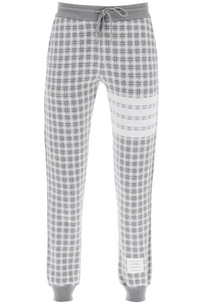 Thom Browne 4-bar Joggers In Check Knit In Gray