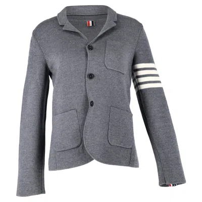Thom Browne 4-bar Knit Blazer In Grey Wool
