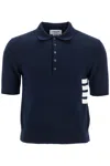 Thom Browne 4-bar Knit Polo Shirt In Blue