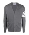 Thom Browne 4-bar Wool Fine Knit Cardigan In Gray