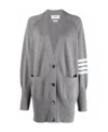 Thom Browne Light Grey 4-bar Exaggerated Fit V-neck Cardigan In Gray