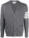 Thom Browne 4-bar Stripe Wool Cardigan In Grey