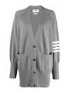 Thom Browne Light Grey 4-bar Exaggerated Fit V-neck Cardigan In Grey