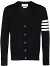 Thom Browne 4-bar Knitted Cardigan In Lt Grey