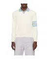 Thom Browne Off-white 4-bar Long Sleeve Polo In White