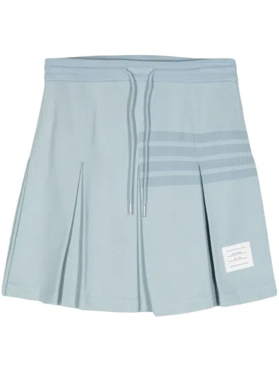 Thom Browne 4-bar Knitted Pleated Skirt In Blue