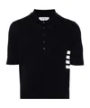 Thom Browne 4-bar Knit Polo Shirt In Black