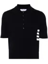 Thom Browne 4-bar Knit Polo Shirt In Blue