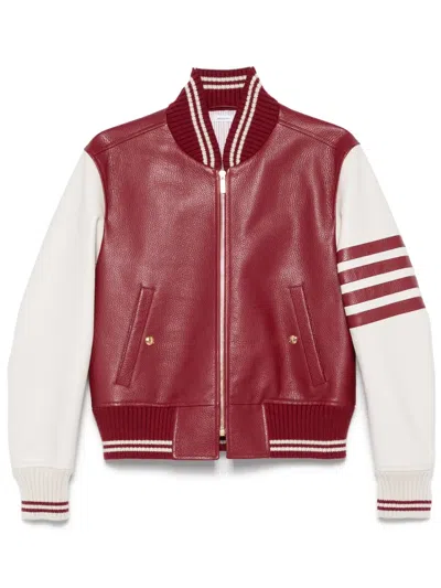 THOM BROWNE 4-BAR LEATHER BOMBER JACKET