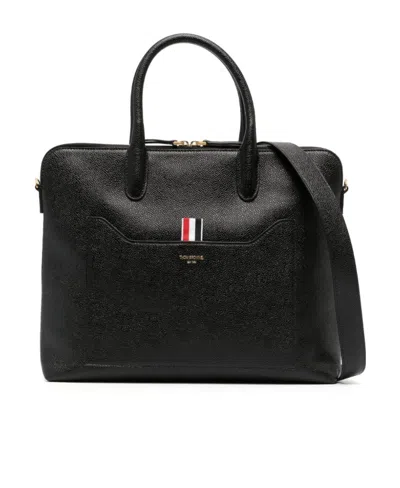 Thom Browne 4-bar Leather Briefcase In Black