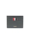 Thom Browne Pebble Grain Leather Cardholder In Gray