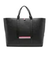 Thom Browne 4-bar Leather Tote Bag In Black