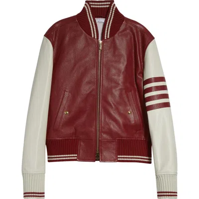 Thom Browne 4-bar Leather Varsity Jacket