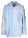 Thom Browne 4 Bar Light Blue Cotton Shirt In Blue
