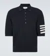 THOM BROWNE 4-BAR LINEN AND COTTON POLO SHIRT