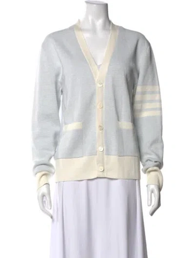 Pre-owned Thom Browne 4 Bar Linen Sweater In White