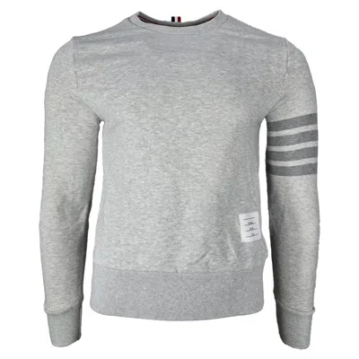 Thom Browne 4-bar Logo Patch Crewneck Sweatshirt In Grey Cotton