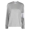 Thom Browne 4-bar Long-sleeve Cotton Jersey Ruby T-shirt In Grey