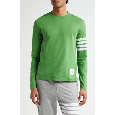 Thom Browne 4-bar Long Sleeve Cotton Jersey T-shirt In Green