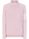 Thom Browne Three-stripe Long-sleeved Polo Shirt In Multicolor