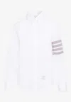 Thom Browne 4-bar Long-sleeved Shirt In White