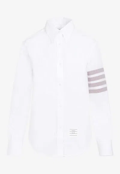 Thom Browne 4-bar Long-sleeved Shirt In White