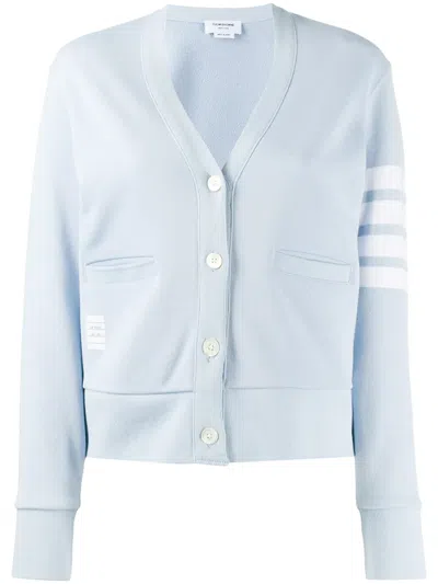 Thom Browne Classic Loopback 4-bar V Neck Cardigan Women In Blue