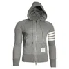 Thom Browne 4-bar Zip-up Hoodie In Classic Loopback In Grey