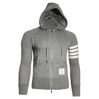 Thom Browne 4-bar Loopback Zip Hoodie In Grey Cotton