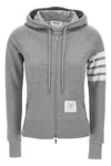 Thom Browne 4-bar Hoodie With Zipper And In Gray