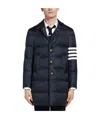 Thom Browne 4-bar Matte Nylon Bal Collar Overcoat In Black