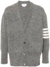 Thom Browne 4-bar Mélange Wool Cardigan In Grey
