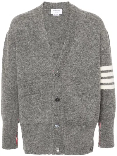 Thom Browne 4-bar Mélange Wool Cardigan In Gray