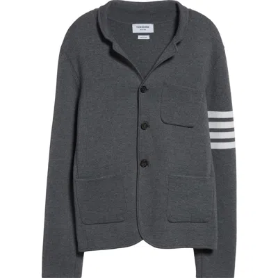 Thom Browne 4-bar Merino Wool Blend Knit Sport Coat In Medium Grey
