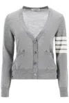 Thom Browne Virgn Wool Cardigan Dress With Sporty Stripe Detail